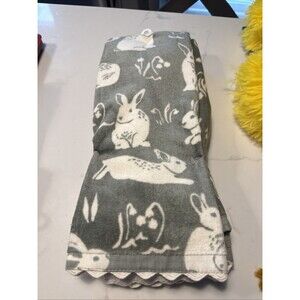 Threshold  Gray Bunny 2-Piece Hand Towel Set 16” x 27” With Rick Rack Trim